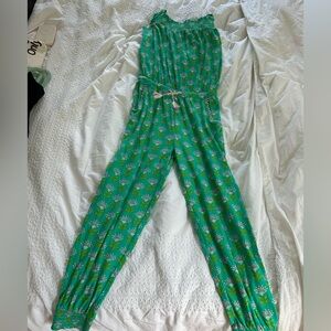 Boden Green Floral Jumpsuit